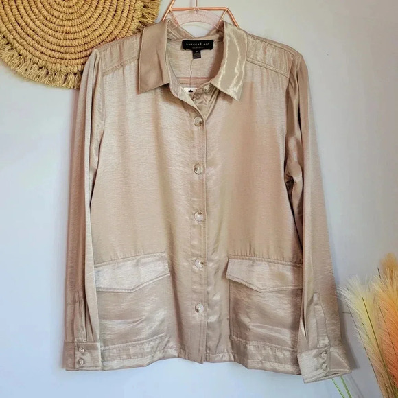 Anthropologie, New, Current Air Clemence Gold Shirt Jacket Shacket, Size Medium - Picture 10 of 13
